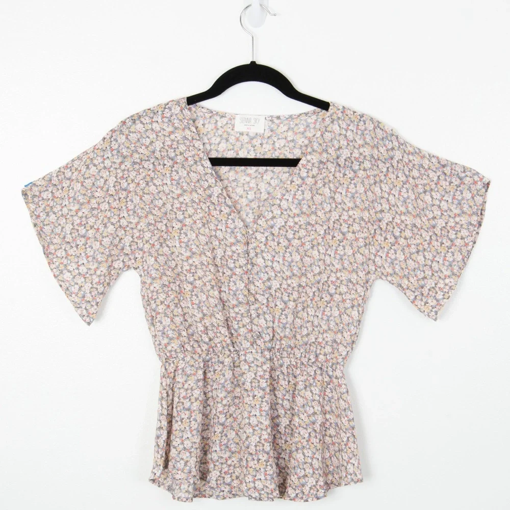 NWOT Sienna Sky Floral Print Half Button Down Blouse - Picture 1 of 9